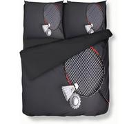Housse de Couette 160x200 Badminton Parure de lit 1 Personne Raquette de Badminton Set de Housse Couette Microfibre Imprimée 3D Ensemble de Literie avec 2 Taies d'oreiller A/1215
