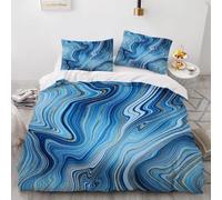 Housse de Couette 160x200 Bille Bleue Microfibre Douce Parures de Lit 1 Personnes Imprimé 3D Style Moderne Housses Couette avec 2 Taies d'oreiller et Fermeture Éclair g.507