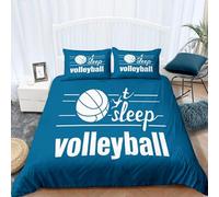 Housse de Couette 160x200 Bleu Imprimée 3D Volley-Ball Parure de Lit 1 Personne Doux Microfibre Literie avec 2 Taies D'oreillers 65x65 cm avec Fermeture Éclair S.249