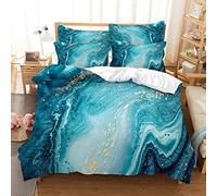 Housse de Couette 160x200 Bleu Moderne 110g/㎡ Microfibre Housse Couette 160x200 + 2 Taies d'oreiller 65x65 Parure de Lit 160x200 pour Jeunes Garçons Filles Housse de Couette Fermeture éclair