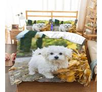 Housse de Couette 160x200 Chien de Compagnie Parure de lit 1 Personne Chien Mignon 3D Imprimée Doux Literie Microfibre Housses Couettes avec Fermeture Éclair et 2 Taies d'oreiller A-263