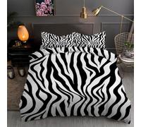 Housse de Couette 160x200 cm Bedding Housse de Couette Super Doux Confortable et Respirant avec Fermeture à Glissière Cachée + 2 Taies d'oreiller 65x65 cm - Bianco e Nero