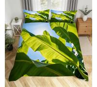 Housse de Couette 160x200 cm Feuilles de Palmier Parure de Lit 160x200 3D Imprimée Linge de Lit Plantes Vertes Tropicales Housse Couette avec Fermeture et 2 x 65x65 cm Taies d'oreiller H.960
