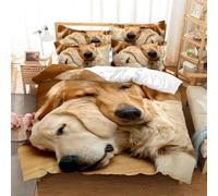 Housse de Couette 160x200 cm Labrador Retriever 3D Imprimé Parures de Lit Animaux Mignons Douceur Microfibre 1 Personne Literie avec Fermeture Éclair et Taie d'oreiller 65x65 cm f-3824