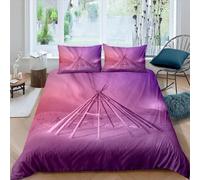 Housse de Couette 160x200 cm Motif Ciel étoilé 3D Imprimé Parures de Lit Paysages Naturels Douceur Microfibre 1 Personne Literie avec Fermeture Éclair et Taie d'oreiller 65x65 cm j-74