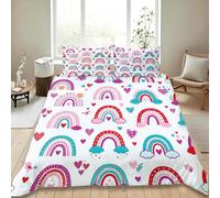 Housse de Couette 160x200 cm Nuage Parure de Lit Style Dessiné à la Main 1 Personne Housse Couette Imprimée 3D Microfibre Douce avec Fermeture Éclair et 2 Taies d'oreiller J/243
