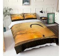 Housse de Couette 160x200 cm Parachute 3D Imprimé Parures de Lit Coucher de Soleil Douceur Microfibre 1 Personne Literie avec Fermeture Éclair et Taie d'oreiller 65x65 cm f-3902