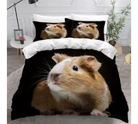 Housse de Couette 160x200 Cobaye Parure de lit 1 Personne Cobaye 3D Imprimée Ultra Doux Confortable Literie Set Microfibre Housses Couettes avec Fermeture Éclair et 2 Taies d'oreiller I-2328