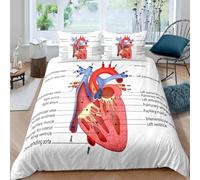 Housse de Couette 160x200 Cœur Médical Imprimée 3D Dossiers Médicaux Parure de Lit 1 Personne Doux Microfibre Literie avec 2 Taies D'oreillers 65x65 cm avec Fermeture Éclair c.860