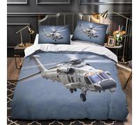 Housse de Couette 160x200 Enfant Hélicoptère 3D Parure de Lit 1 Personne en Microfibre Thème Vol 3 Pièces Ensemble de literie Gris avec Fermeture Éclair et 2 Taies d'oreiller h-1473