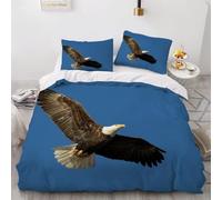 Housse de Couette 160x200 Enfant Oiseaux 3D Parure de Lit 1 Personne en Microfibre Animaux Volants 3 Pièces Ensemble de literie Bleu avec Fermeture Éclair et 2 Taies d'oreiller h-1328