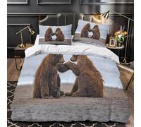 Housse de Couette 160x200 Enfant Ours Brun 3D Parure de Lit 1 Personne en Microfibre Animaux Sauvages 3 Pièces Ensemble de literie Brun avec Fermeture Éclair et 2 Taies d'oreiller h-2024
