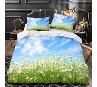 Housse de Couette 160x200 Enfant Paysage Champêtre 3D Parure de Lit 1 Personne en Microfibre Fleurs des Champs 3 Pièces Ensemble de literie Noir avec Fermeture Éclair et 2 Taies d'oreiller h-2461