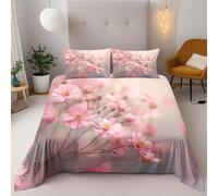 Housse de Couette 160x200 Fleur Rose Microfibre Douce Parures de Lit 1 Personnes Imprimé 3D Belles Fleurs Housses Couette avec 2 Taies d'oreiller et Fermeture Éclair g.6243