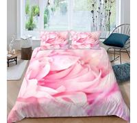 Housse de Couette 160x200 Fleurs Roses Microfibre Douce Parures de Lit 1 Personnes Imprimé 3D Belles Fleurs Housses Couette avec 2 Taies d'oreiller et Fermeture Éclair g.6519