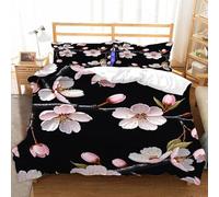 Housse de Couette 160x200 Fleurs Roses Microfibre Douce Parures de Lit 1 Personnes Imprimé 3D Belles Fleurs Housses Couette avec 2 Taies d'oreiller et Fermeture Éclair g.5937