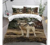 Housse de Couette 160x200 Husky Parure de lit 1 Personne Chien Animal 3D Imprimée Doux Literie Microfibre Housses Couettes avec Fermeture Éclair et 2 Taies d'oreiller E-1824