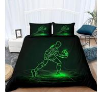 Housse de Couette 160x200 Joueur de Volley-Ball Imprimée 3D Vert Fluo Parure de Lit 1 Personne Doux Microfibre Literie avec 2 Taies D'oreillers 65x65 cm avec Fermeture Éclair S.159