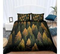 Housse de Couette 160x200 Paysage Forestier Parure de Lit Adulte 1 Personne Microfibre Respirante Automne Ensemble de Literie avec Fermeture Éclair et 2 Taies d'oreiller b-9123