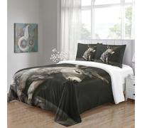 Housse de Couette 160x200 Petit âne 3D Imprimé Parures de Lit Animaux Noirs Douceur Microfibre 1 Personne Literie avec Fermeture Éclair et Taie d'oreiller 65x65 c2342