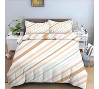 Housse de Couette 160x200 Rayures Colorées Parure de lit 1 Personne Motif à Rayures Set de Housse Couette Microfibre Imprimée 3D Ensemble de Literie avec 2 Taies d'oreiller A-867