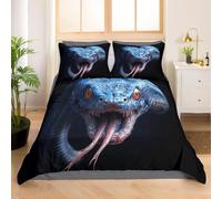 Housse de Couette 160x200 Serpent Parure de Lit Animaux à Sang Froid 3D Ultra Doux Respirante Microfibre Housse Couette 1 Personne avec Fermeture Éclair et 2 Taies d'oreiller 65x65 g.1778