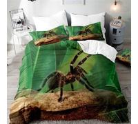 Housse de Couette 160x200 Tarentule Parure de Lit 1 Personne Forêt Tropicale Humide Imprimée 3D Microfibre Literie Set 3 Pièces avec Housses Couettes et 2 Taies d'oreiller v.2936