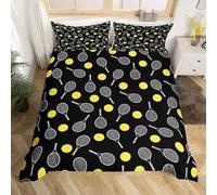 Housse de Couette 160x200 Tennis Parure de lit 1 Personne Raquette de Tennis Set de Housse Couette Microfibre Imprimée 3D Ensemble de Literie avec 2 Taies d'oreiller C/69