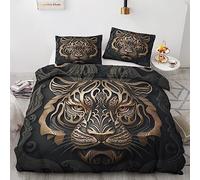 Housse de Couette 160x200 Tigre - Parure de Lit 2 Personnes Animaux 3D avec 2 Taies d'oreiller 65x65 cm - Ensemble de Literie en Microfibre Douce avec Fermeture éclair &-2L353