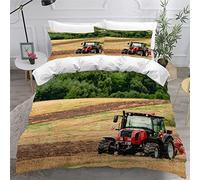 Housse de Couette 160x200 Tracteurs, Agriculture Parure de Lit 1 Personne Imprimée 3D Microfibre, 2 Taies d'oreiller 65x65 cm