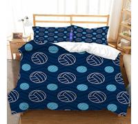 Housse de Couette 160x200 Volley-Ball Parure de Lit 2 Personnes 3D Thème Sportif Ensemble de Literie en Microfibre avec Fermeture Éclair et 2 Taies d'oreiller 65x65 cm A-430