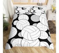 Housse de Couette 160x200 Volley-Ball Parure de Lit Thème Sportif Imprimé 3D Adulte Set Literie Microfibre Doux et Confortable Réversible Housse Couette avec 2 Taies d'oreiller M/2999