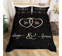 Housse de Couette 160x200 Vous et Moi Romantique Parure de Lit Les Amoureux 1 Personnes en Microfibre Douce Imprimée en 3D avec 2 Taies d'oreiller avec Fermeture Éclair