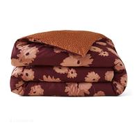 Housse de couette 160x210 cm satin de coton COUP DE FOUDRE Prune/caramel