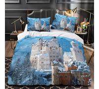 Housse de Couette 2 Personne 200x200 Châteaux fantastiques Parure de lit Microfibre Ensemble de Literie 3D Architecture Européenne Housse Couette et 2 Taies d'oreiller 65x65 pour Adulte a.145