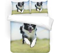 Housse de Couette 2 Personne 200x200 Chien Parure de lit Microfibre Ensemble de Literie 3D éléments de Plage Housse Couette et 2 Taies d'oreiller 65x65 pour Adulte a.126