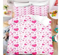 Housse de Couette 2 Personne 200x200 Cœur Parure de lit Microfibre Ensemble de Literie 3D Motifs Romantiques Housse Couette et 2 Taies d'oreiller 65x65 pour Adulte a.71