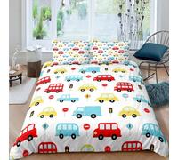 Housse de Couette 2 Personne 200x200 Décoration de Voiture Parure de lit Microfibre Ensemble de Literie 3D Dessin Animé pour Enfants Housse Couette et 2 Taies d'oreiller 65x65 pour Adulte m.2161