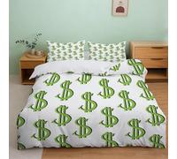 Housse de Couette 2 Personne 200x200 Dollar Américain Parure de lit Microfibre Ensemble de Literie 3D Symboles de Pièces Housse Couette et 2 Taies d'oreiller 65x65 pour Adulte a.120