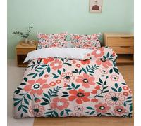 Housse de Couette 2 Personne 200x200 Fleur Parure de lit Microfibre Ensemble de Literie 3D Style Dessin Animé Housse Couette et 2 Taies d'oreiller 65x65 pour Adulte a.90