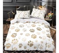 Housse de Couette 2 Personne 200x200 Patte de Chien Parure de lit Microfibre Ensemble de Literie 3D Style Minimaliste Housse Couette et 2 Taies d'oreiller 65x65 pour Adulte a.59