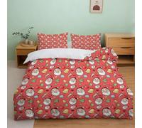 Housse de Couette 2 Personne 200x200 Père Noël Parure de lit Microfibre Ensemble de Literie 3D Thème Noël Housse Couette et 2 Taies d'oreiller 65x65 pour Adulte a.4