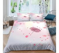 Housse de Couette 2 Personne 200x200 Pétales Parure de lit Microfibre Ensemble de Literie 3D Parapluie Housse Couette et 2 Taies d'oreiller 65x65 pour Adulte a.10