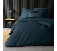 Douceur d'Intérieur Housse de Couette Percaline 240 x 220 cm 100% Percale de Coton Bleu Nuit