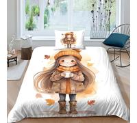 Housse De Couette 2 pièces Fille de Dessin animé Fille Anime Parure De Lit Microfibre Ensemble Literie Modern Linge De Lit Et Taie d'oreiller pour Adultes Enfants Filles Garçon Single（135x200cm）