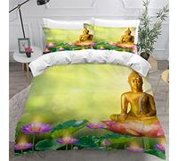 Housse de Couette 200×200 Garçons Fille Housse Couette Pierre Zen Fleur de Lotus Art de la Nature paisible 3D Imprimé Parure de Lit pour Respirante Haute Qualité Literie Set avec 2 Taies d'oreiller