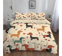 Housse de Couette 200 x 200 cm 3 Pièces - Parure de Lit Teckel Animal De Dessin Animé - Ensemble de literie Doux et Respirant Housses de Couette Animaux De Bande Dessinée avec Fermetures éclair