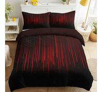 Housse de Couette 200 x 200 cm Abstrait Sci-Fi Motif, Bourgogne Réversible Sets de Housses de Couettes, Adulte Cadeau, Technologie Lumière Fluide Ligne Dégradé Gaming Parure de lit 120g/㎡ Microfibre