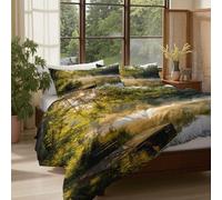 Housse De Couette 200 X 200 Cm - Housse De Couette En Microfibre Ultra Douce Avec Taie D'Oreiller, Parure Lit Avec Fermeture Éclair, Photo Imprimée D'Une Scène Pastorale Au Bord D'Un Lac Campagnard