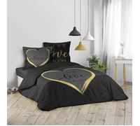 Housse de couette - 200 x 200 cm + taies - Love - Noir